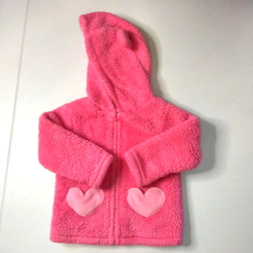 Girls pink jacket with heart pockets